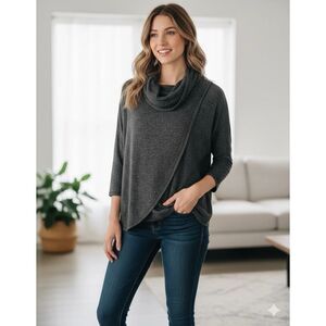 SATURDAY SUNDAY top Sz S Tulip Hem Anthropologie Wendy knit tunic Cowl Neck New